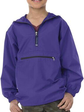 NWT Purple Charles River Apparel Youth Pack-N-Go Pullover Jacket